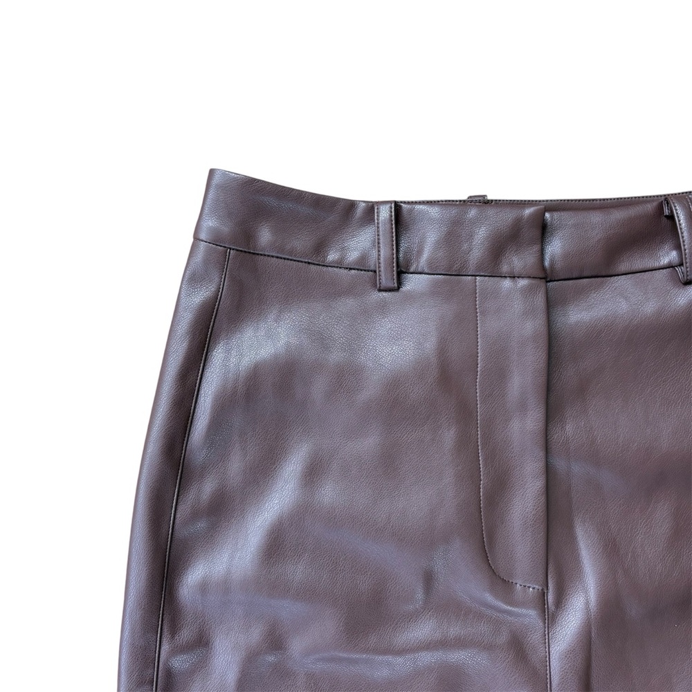 NWT OW Collection Amara Brown Faux Leather Modi Slit Skirt Size Small - Picture 4 of 9